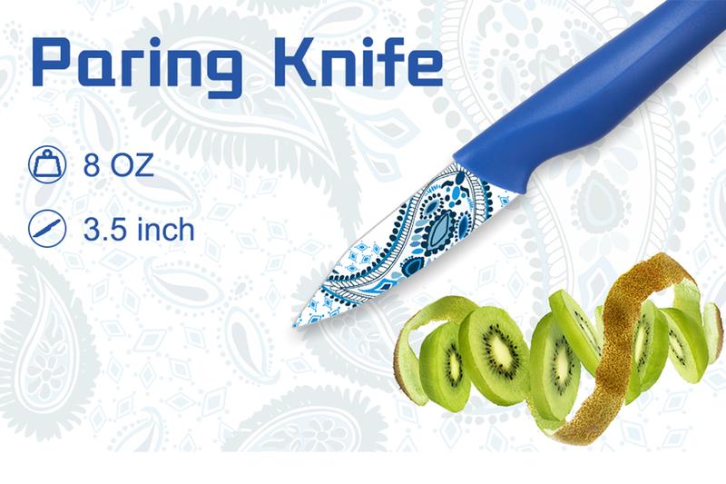 Astercook Paisley Knife Set – Cook with Love, A Thoughtful Valentine’s Day Gift for Home Cooks, 6-Piece Colorful Kitchen Knife Set Utensils Breadknife Kitchenware Block