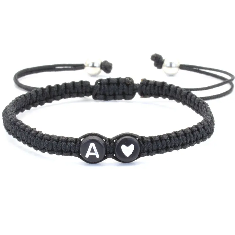 Initial Letter Charm Hearts Bracelet - Handmade Adjustable Customizable Bracelet & Bangle, Gifts for Women, Teen Girls' Fashion Costume Jewelry, Initial Letter Charm Bracelets & Bangles