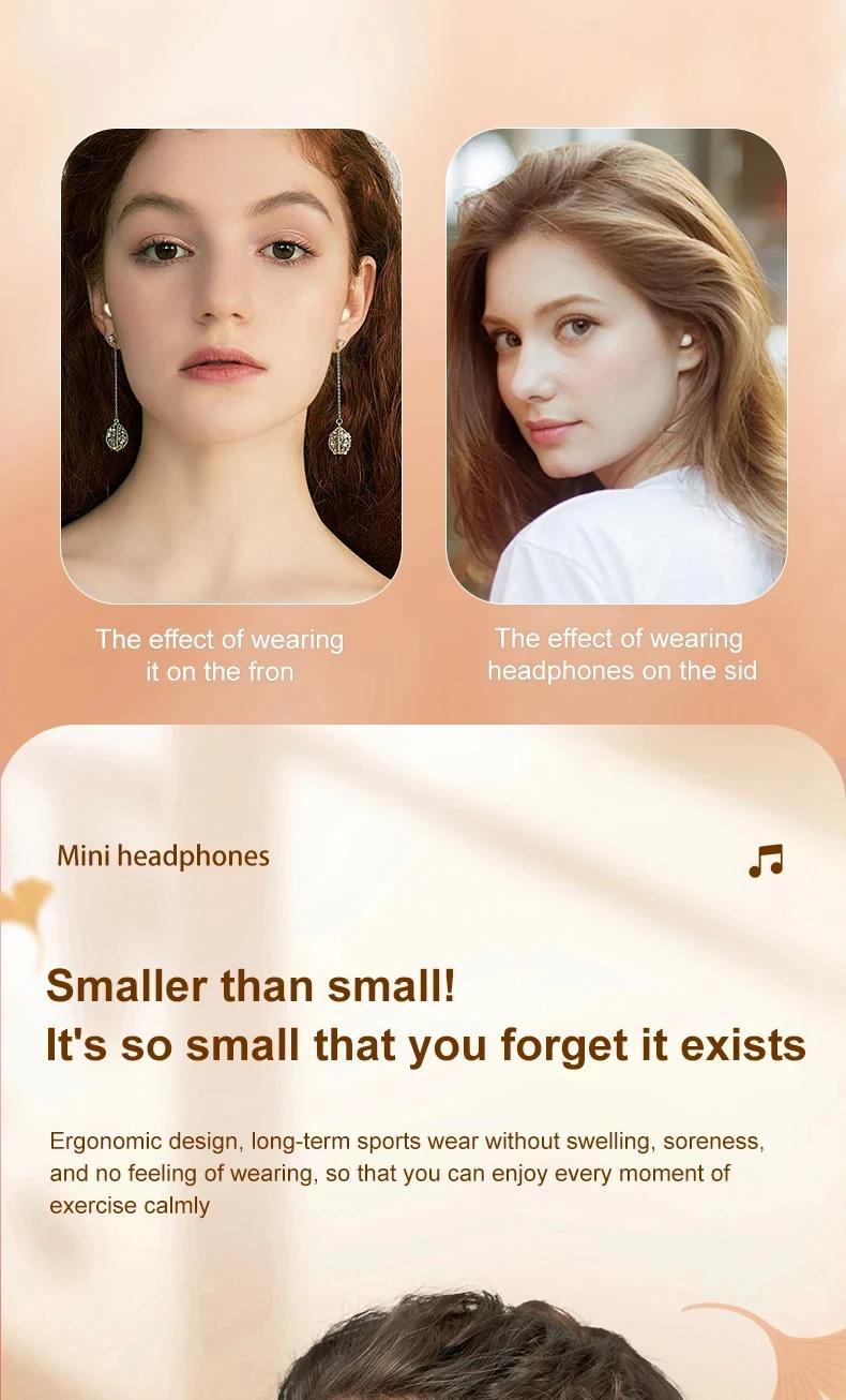 Mini Invisible Headphones Bluetooth 5.4 True Wireless In-Ear Earphones sport Audio Earbud  bluetooth wireless headphones noise cancelling headphones gamingheadset mini audi fono s