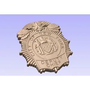 Personalized NYC Deputy Chief Badge: 3D Carved Wooden Police Sign