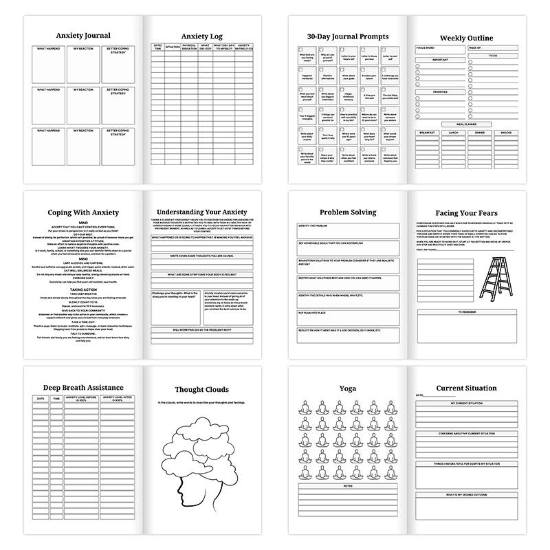 Bipolar & Anxiety Therapy Journal Mental Health Planner Self Recovery Diary Daily Emotional Support Log Soft Cover Wellness Notebook for Mindfulness Healing Gift Idea