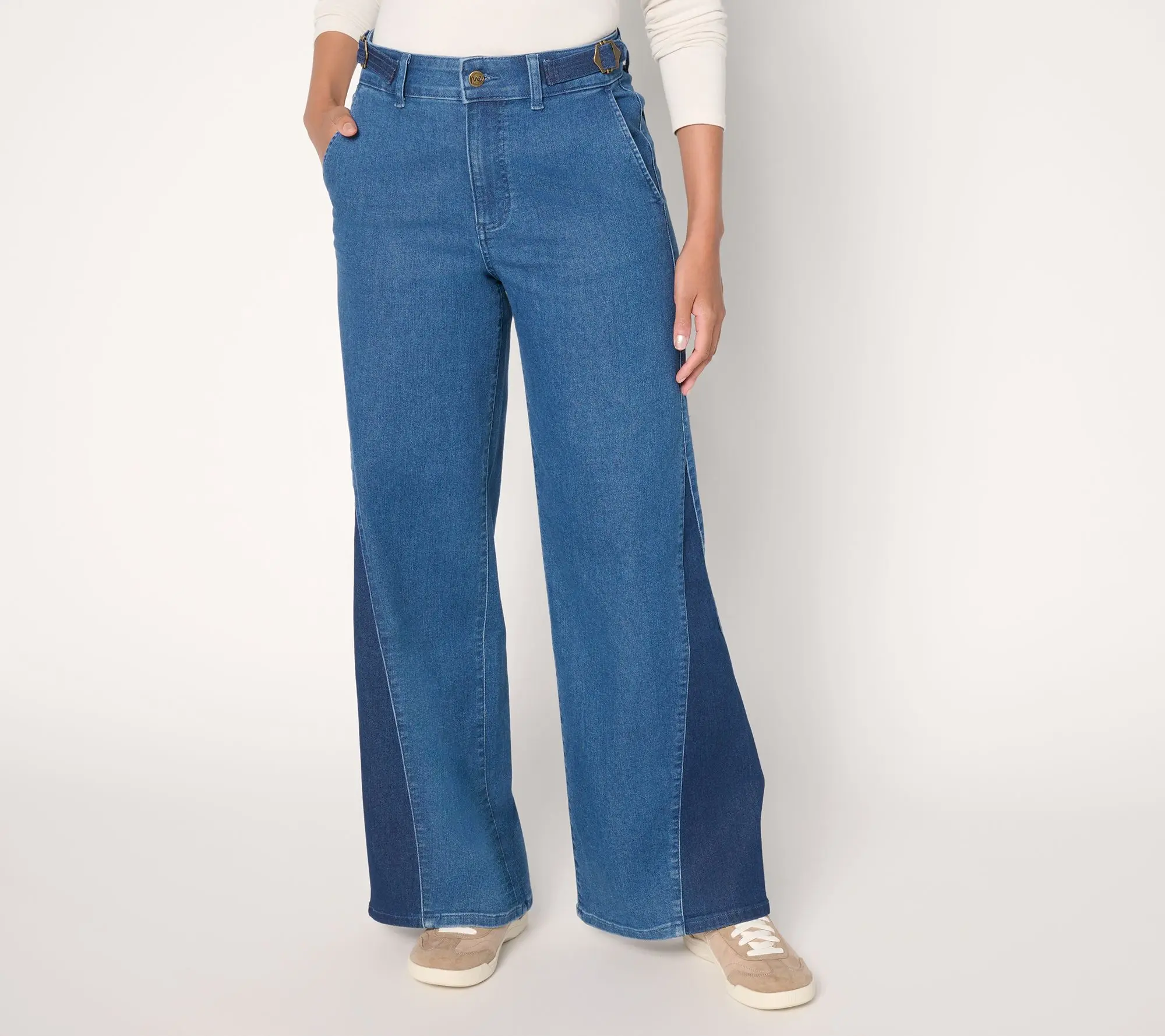 Me by Jennie Garth Petite Two Tone Wide Leg Jean