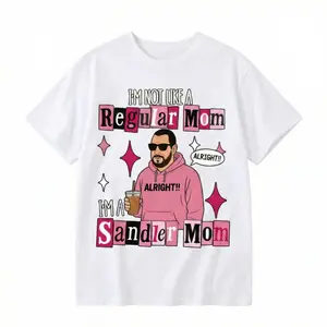 Women's Short-Sleeve Funny Print T-Shirt - "I'm Not a Regular Mom I'm a Sandler Mom" Graphic Top, Made in USA, Soft, Comfortable, Round Neck, Casual Everyday Wear