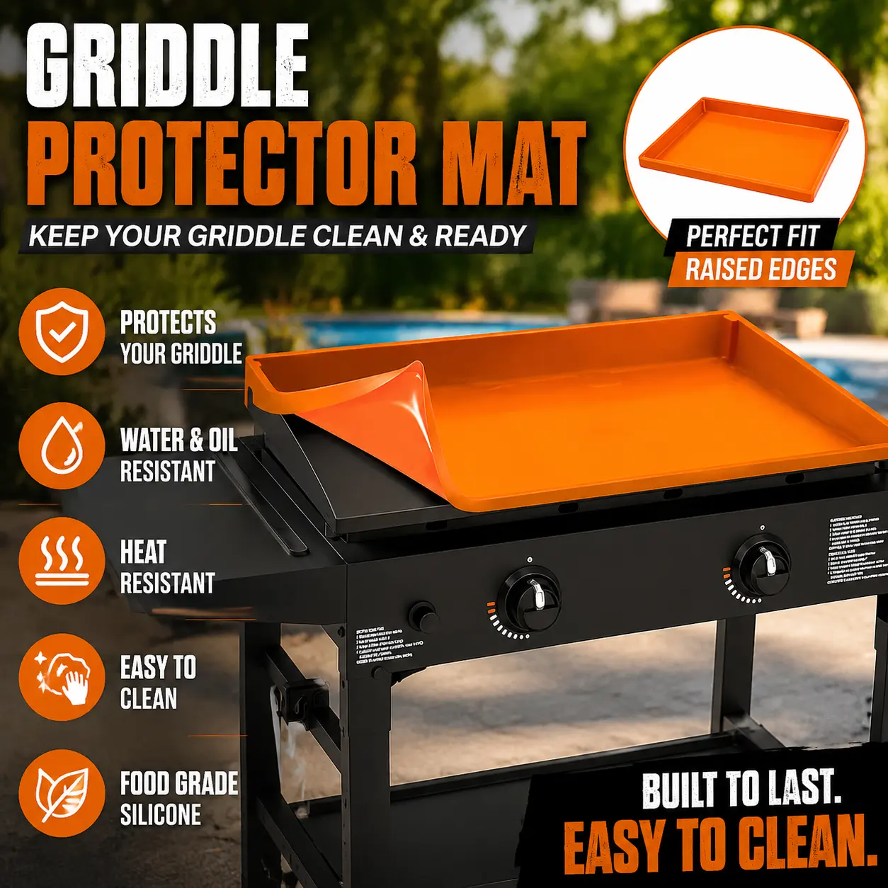 Blackstone Griddle Cover Mat for All Season Protection, Full-Edge Anti-Slip Blackstone Silicone Mat for 17/22/28/36In Grills, Gift for Grill Enthusiasts, Silicone Dust Covers, blackstone accessories