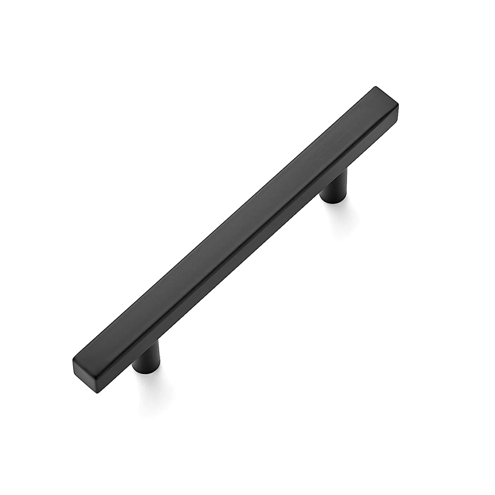 Matte Black Stainless Steel Cabinet Pulls - 6in Length, 3-3/4in Hole Center, Strong Wear-Resistant, Square Farmhouse Cabinet Door Handles for Kitchen Drawers, Inches Measurement Compatible, Cabinet Doors