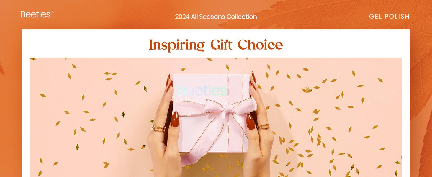 Beetles Gel Polish Colors Red Green Blue Orange Fall Autumn Gel Nail Polish Set with Base Gel Top Coat Soak off UV Golden Glitter Glossy Nail Kit Gifts for Women Girls