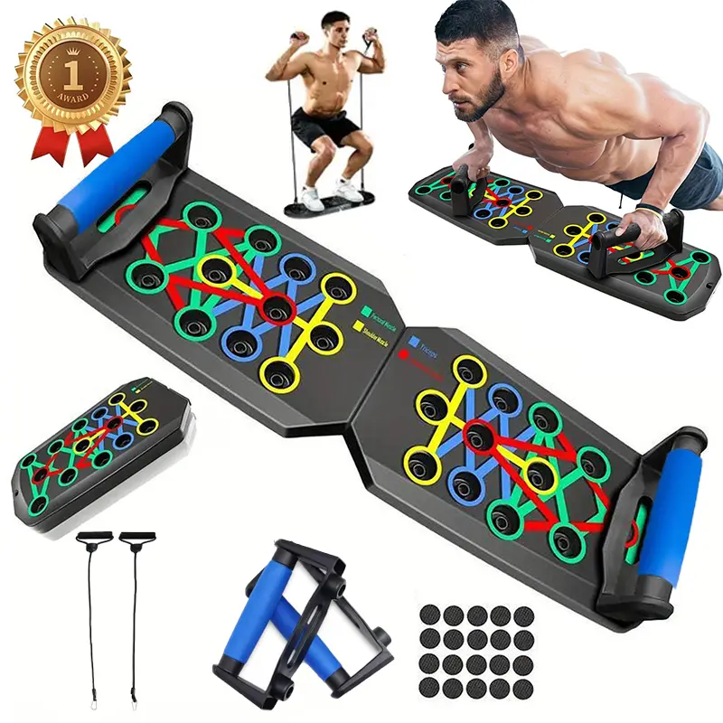 【Upgraded Version】 Push up Board, Push-up Board Training Set,28 Holes Home Push-up Training Board, Pull Bar, Chest Muscle Abdominal Muscle Training Equipment for Men & Women, Fitness Enthusiasts, Upper Body Strength, Portable Design, Ab Workout Machine