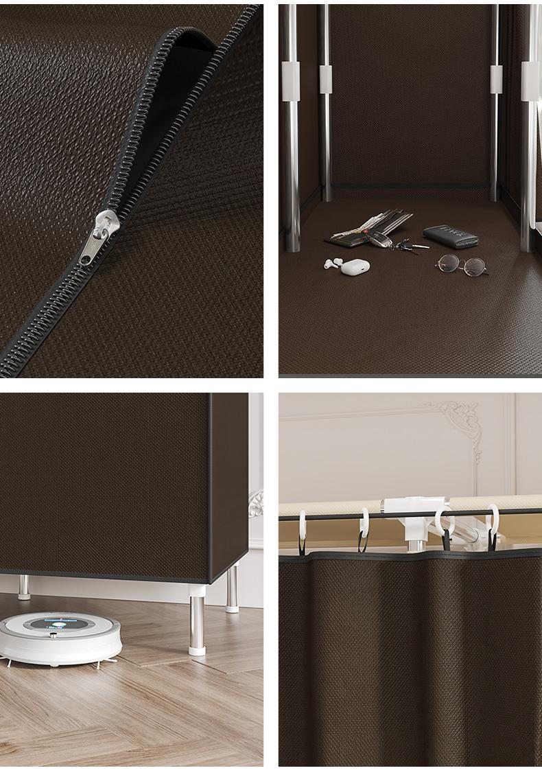 LEAIJIAFY Large Portable Armoire Wardrobe Closet with 4 Hanging Rods & Lockers Metal Storage Rack 16.7 in Wide for Clothes with Dust Cover metal garment rack Portable Magnetic Wardrobe Closet Organizer Portable Large Closet Organizer