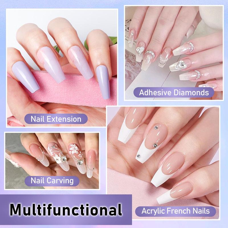 XIFEPFR Acrylic Nail Kit - Clear Pink White Nude Powder & Liquid Monomer Set with Brush Nail Forms Extension Kit for Beginners Home DIY Nail Art