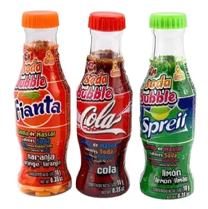 Las Delicias Soda Bubble Gum Candy Bottles 3 Pack Assorted Orange Cola Lemon Lime Flavors Fun Novelty Snack for Parties - Bonbon