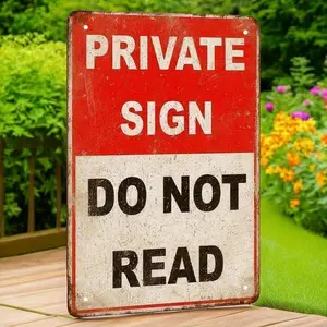 1pc 12x8 Inch Funny Private  Do Not Read Tin Metal  Retro Vintage Wall Art for  Garage Living Room Bathroom Decor friend ideal gift accent humorous family lover sign warning decoration stuff wedding arrangement religious new house  decor plaque home bar