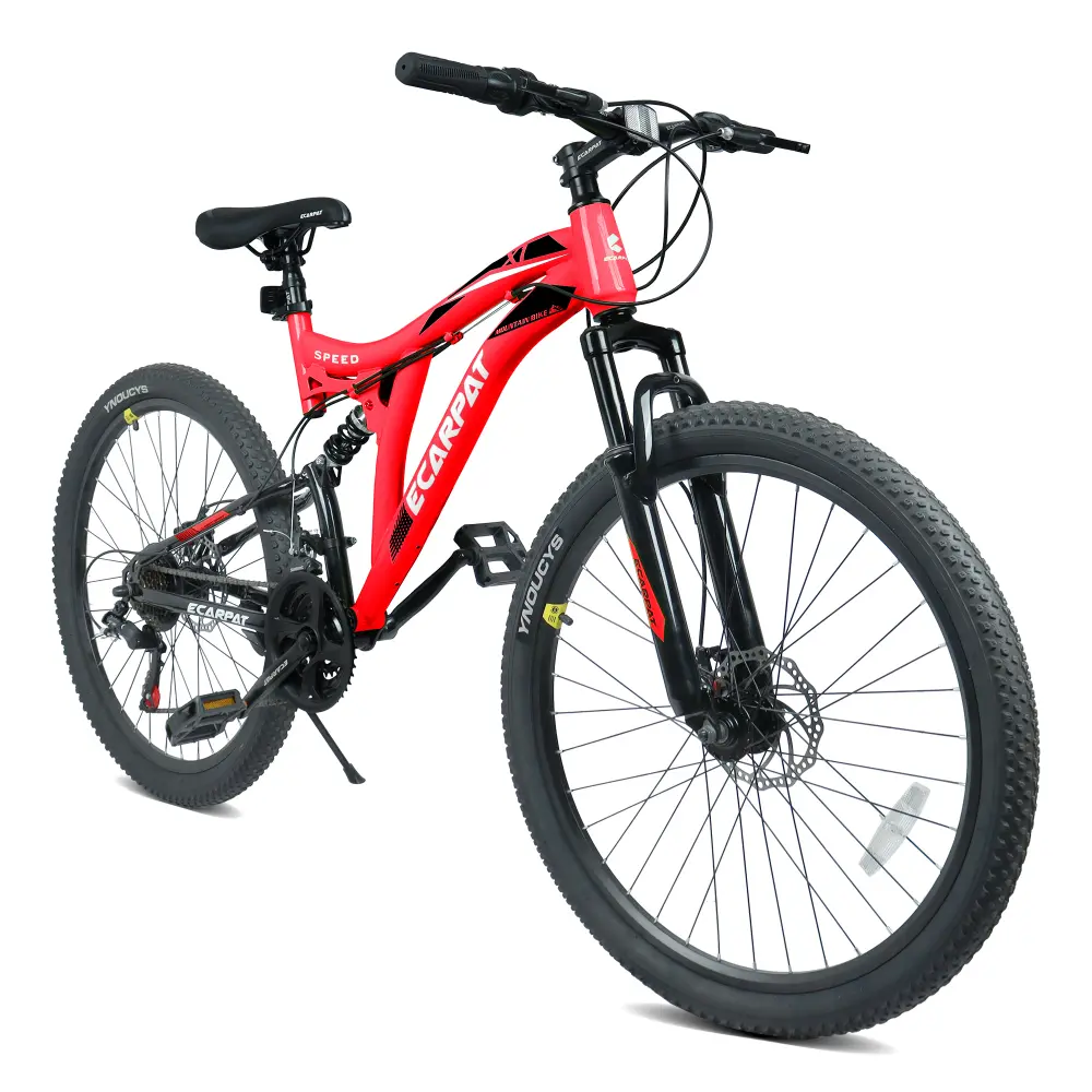 A26003 26-Inch Adult Off-Road Mountain Bike, 21-Speed, Full Suspension Steel Frame, Alloy Rims, Dual Disc Brakes, All-Terrain, Multiple Colors (Fits 150-190cm Riders)