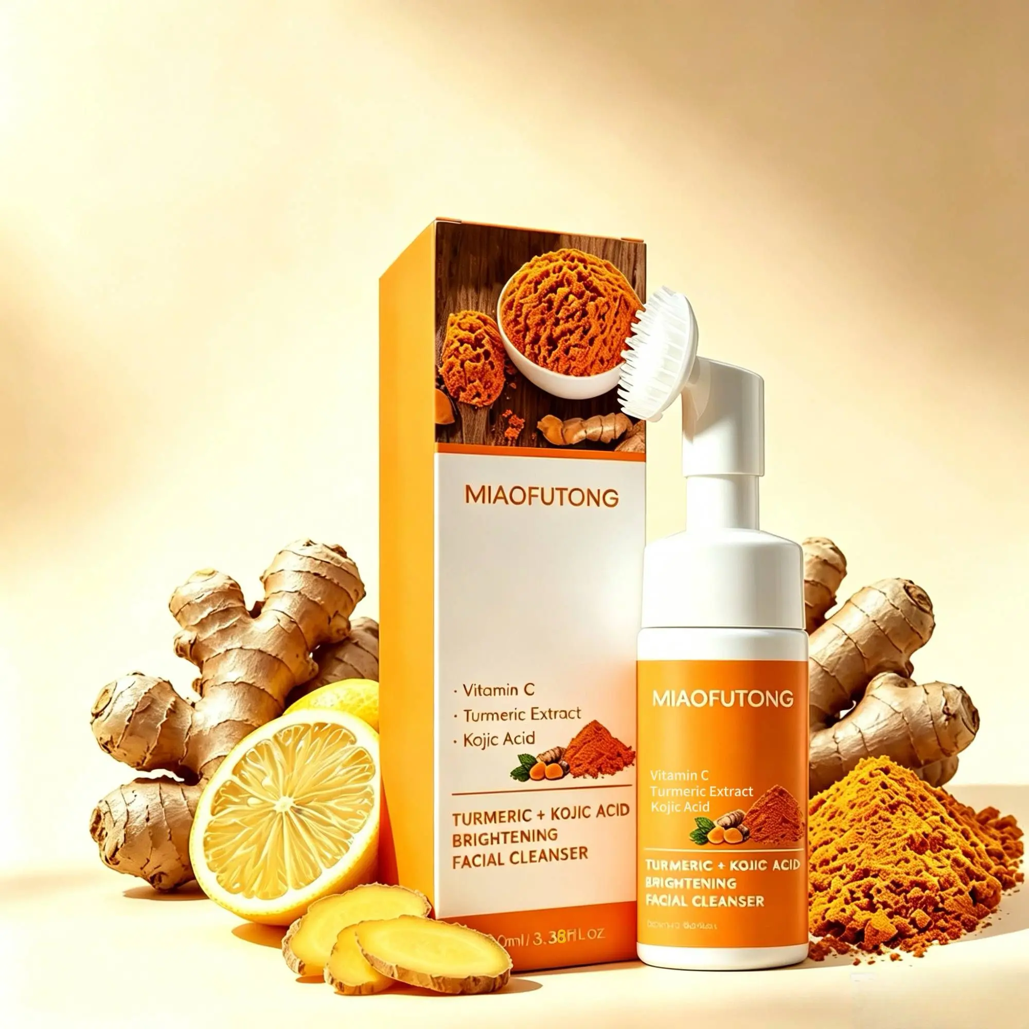Turmeric Glow 2-Piece Multi-Pack Gift Face Set - Cleansing Mousse, Gentle Exfoliating Soap, Daily Deep Cleansing Brightening Facial Beauty Products for All Skin, Turmeric Glow Set