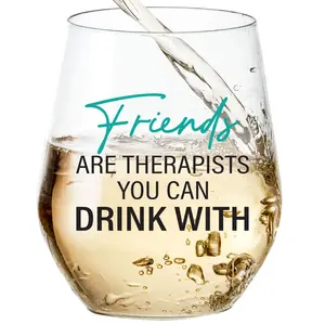 Friends are Therapists You Can Drink With 15oz Wine Glass