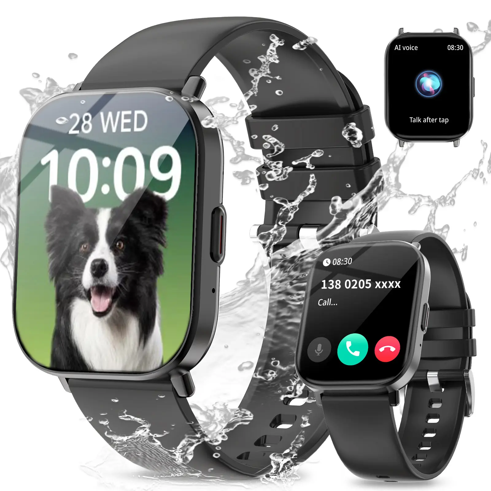 Smart Watch(Answer/Make Calls),  2.01”Smart Watches for Women Men 120+ Sports Modes Fitness Tracker with Blood Pressure/Heart Rate/Sleep Monitor,  IP68 Waterproof Activity