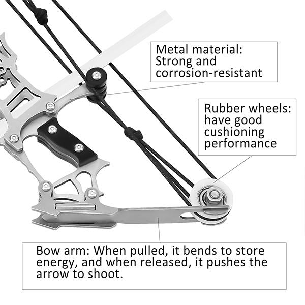 3-Size Mini Stainless Steel Compound Bow & Arrow Set with Pulley System for Beginners Indoor/Outdoor Fun LH/RH Use Ultimate Gift for Teens & Adults