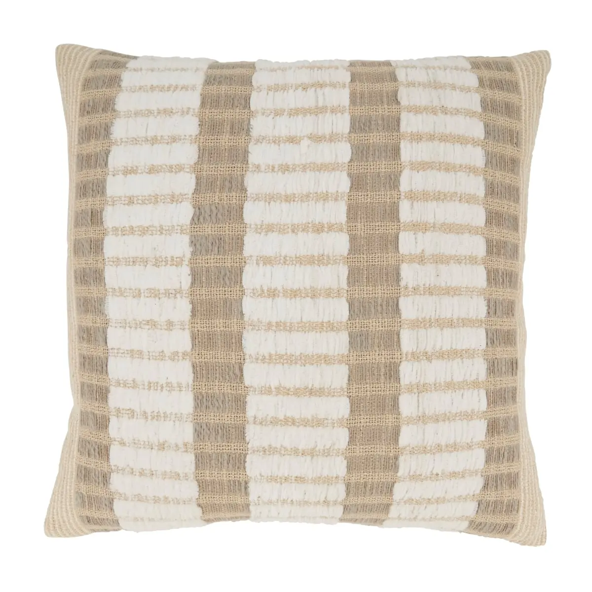 20 in. Classic Charm Stripe Square Throw Pillow Cover - Stripe Cushion Covers, Natural
