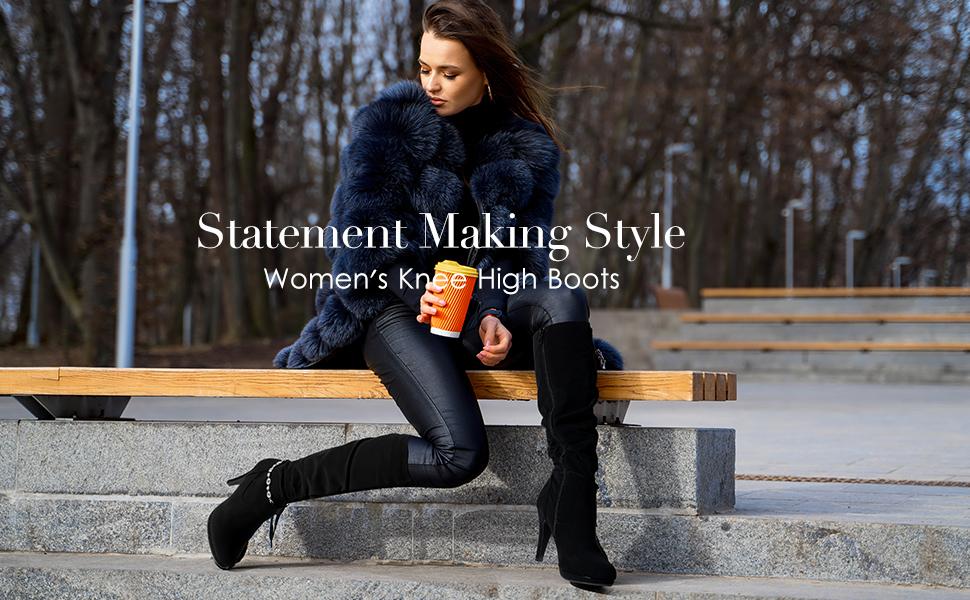 DREAM PAIRS Over The Knee Chunky Heel Boots