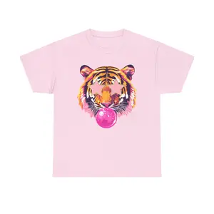 Tiger Head Blowing Bubblegum T-Shirt | Colorful Tiger Face Tee