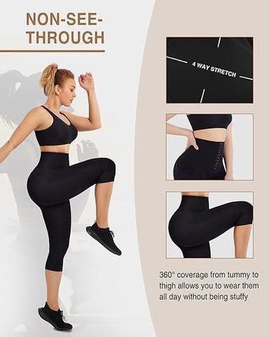 FeelinGirl Capri Leggings with Pockets for Women  Corset  Tummy Control Athletic Pants Casual Comfort Shapewear Sporty Womenswear