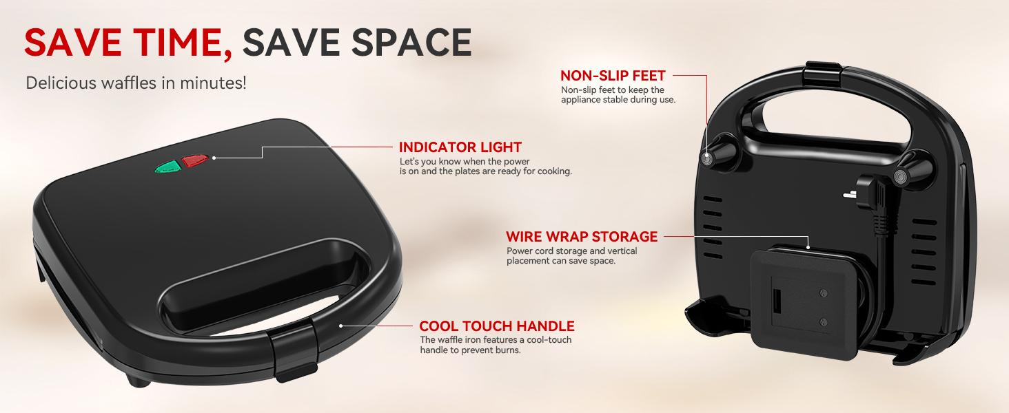 OSTBA Waffle Maker, 2 Slice Non-Stick Waffle Iron, Belgian Waffle Machine with Indicator Lights, PFOA Free, Perfect for Breakfast and Snacks, 750W OSTBA Waffle Maker, 2 Slice Non-Stick Waffle Iron, Belgian Waffle Machine with Indicator Lights, PFOA Free, Perfect for Breakfast and Snacks, 750W