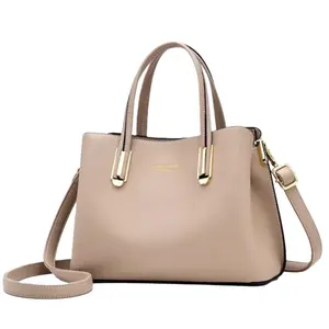 Beige Leather Tote Bag for Women Structured Shoulder Handbag Women Crossbody Bag, Large Capacity for Work Daily Use