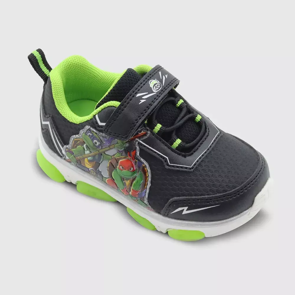 Toddler Boys' Teenage Mutant Ninja Turtles (TMNT) Light-Up Athletic Sneakers - Easy Hook-and-Loop Strap Trainers