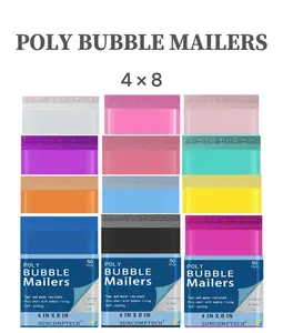 #000 Poly Bubble Mailer Envelopes Bag Padded, Self-Seal 4 x 8 inch, Multiple Colors, 50 Count