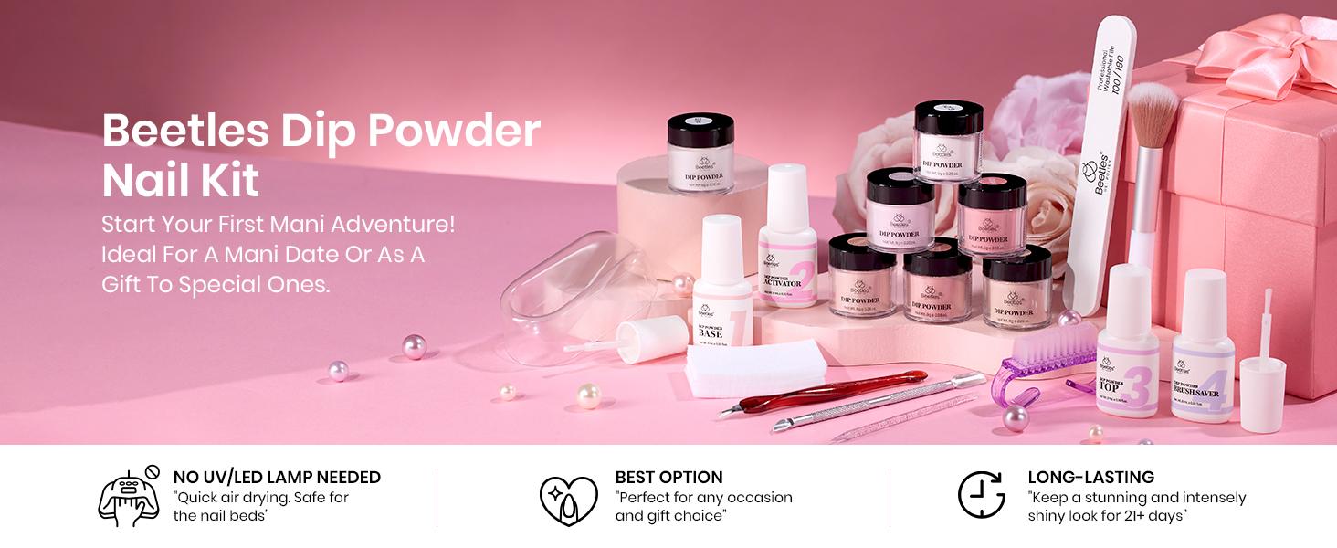 Beetles Dip Powder Starter Nail Kit with【Base&Top Coat&Activator&Manicure Tool】Don't Need UV light Nail Art Nails at home Nail Salon Gift#SpringTok Cosmetic Polish  Cutics #TikTokShopBacktoSchool