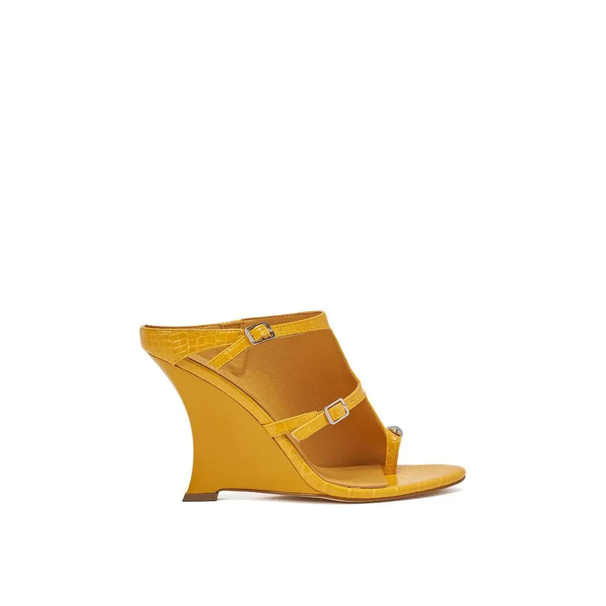 AKIRA GOLD GINO MUSTARD CROC WEDGE SANDAL - TikTok Shop