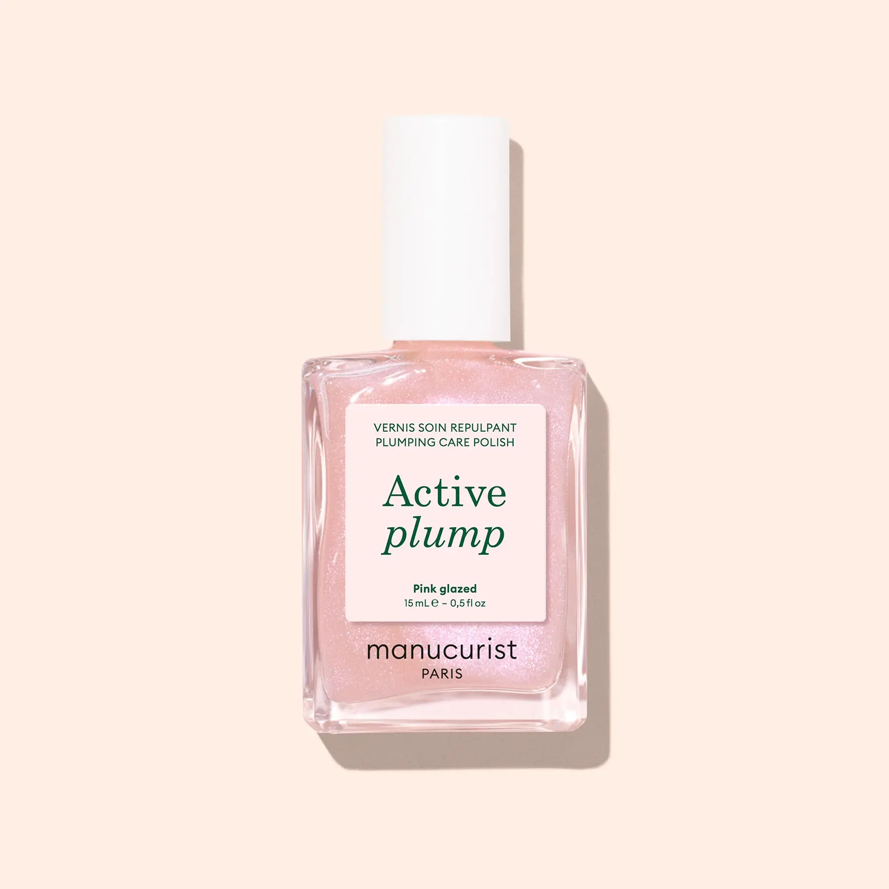 Manucurist Active Plump Pink Glazed - Nail Strengthener & Enhancer - Volumizing Effect for Fuller Nails