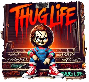 Chucky Thug Life DTF Heat Transfer Press-Ready Transfer Only MTO High-Quality Vibrant Design for DIY Creators & Custom Apparel Businesses