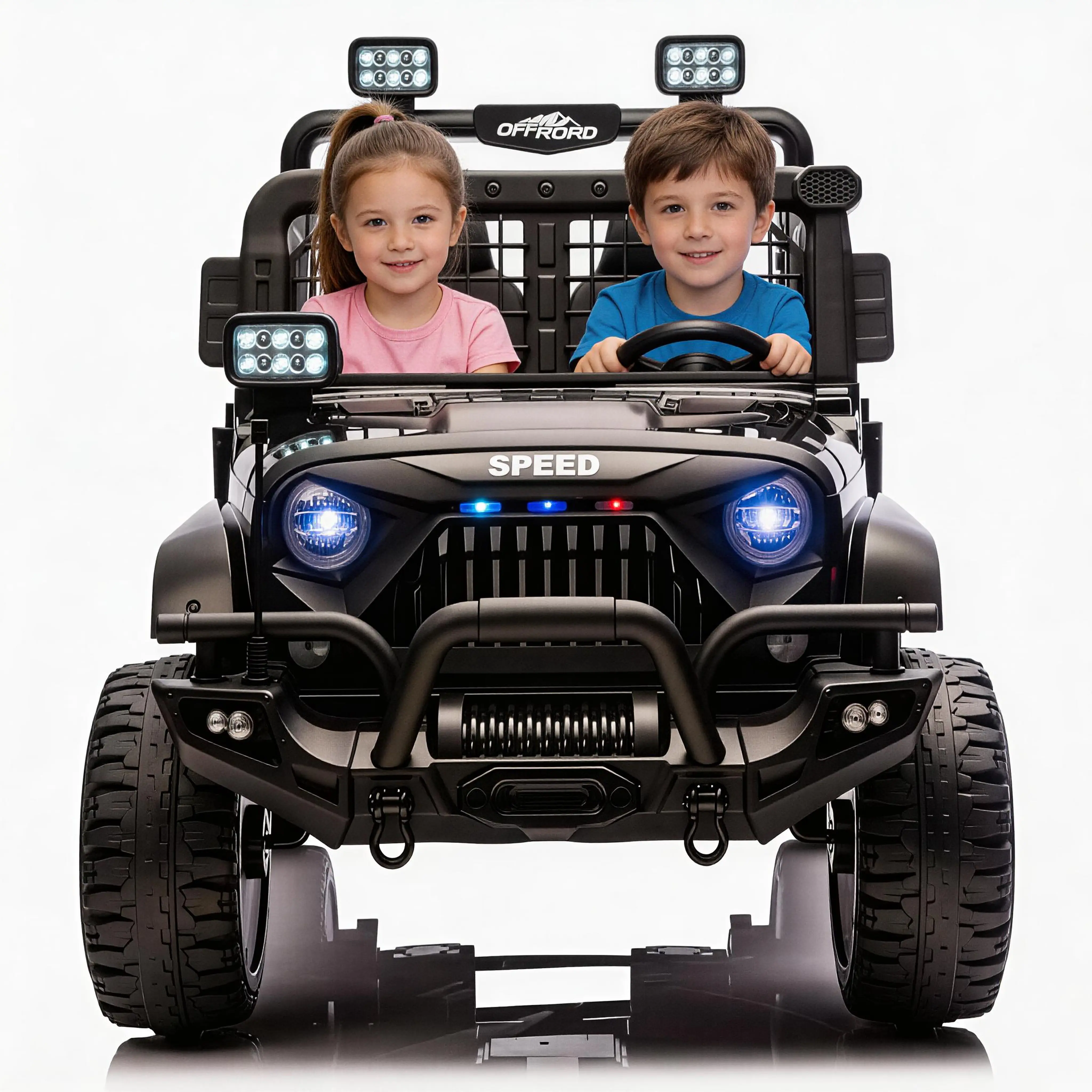 24V Upgraded Power Wheels Ride On Car for Big Kids - 2-Seater Truck with Parent Remote Control, 800W Motors, 21in Wide Seat, Soft Start, Accelerator Pedal, Shock Absorbers, Bluetooth, Music, LED Lights