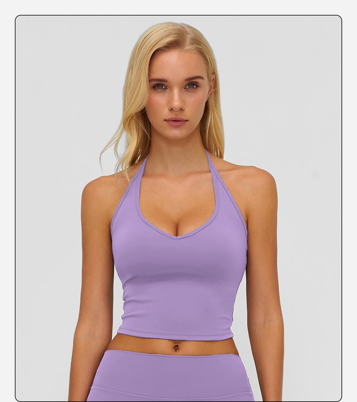 MFVIM Women's Fitted Sexy Shaping Yoga Top - Female V-Neck with Necklace Design, Breathable Skin-Friendly Nude Fabric, Ideal for Yoga, Gym, All Seasons