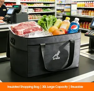 Collapsible Insulated Lunch Bag 30L Large Capacity Foldable Easy Storage Portable Thermal Cooler for Picnic Camping & Groceries