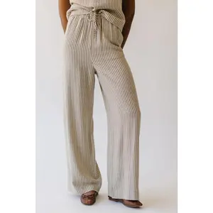 The Barnish Striped Linen Pant in Beige