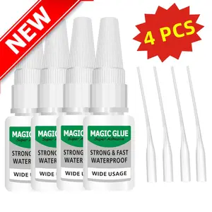 4PCS Magic Glue Shoe Glue New Super Glue Clear, StrongAdhesive,Fast Drying Cyanoacrylate Glue forWood,Rubber,Leather, Plastic, Metal, Rhinestone Jewelry,DIY Crafts