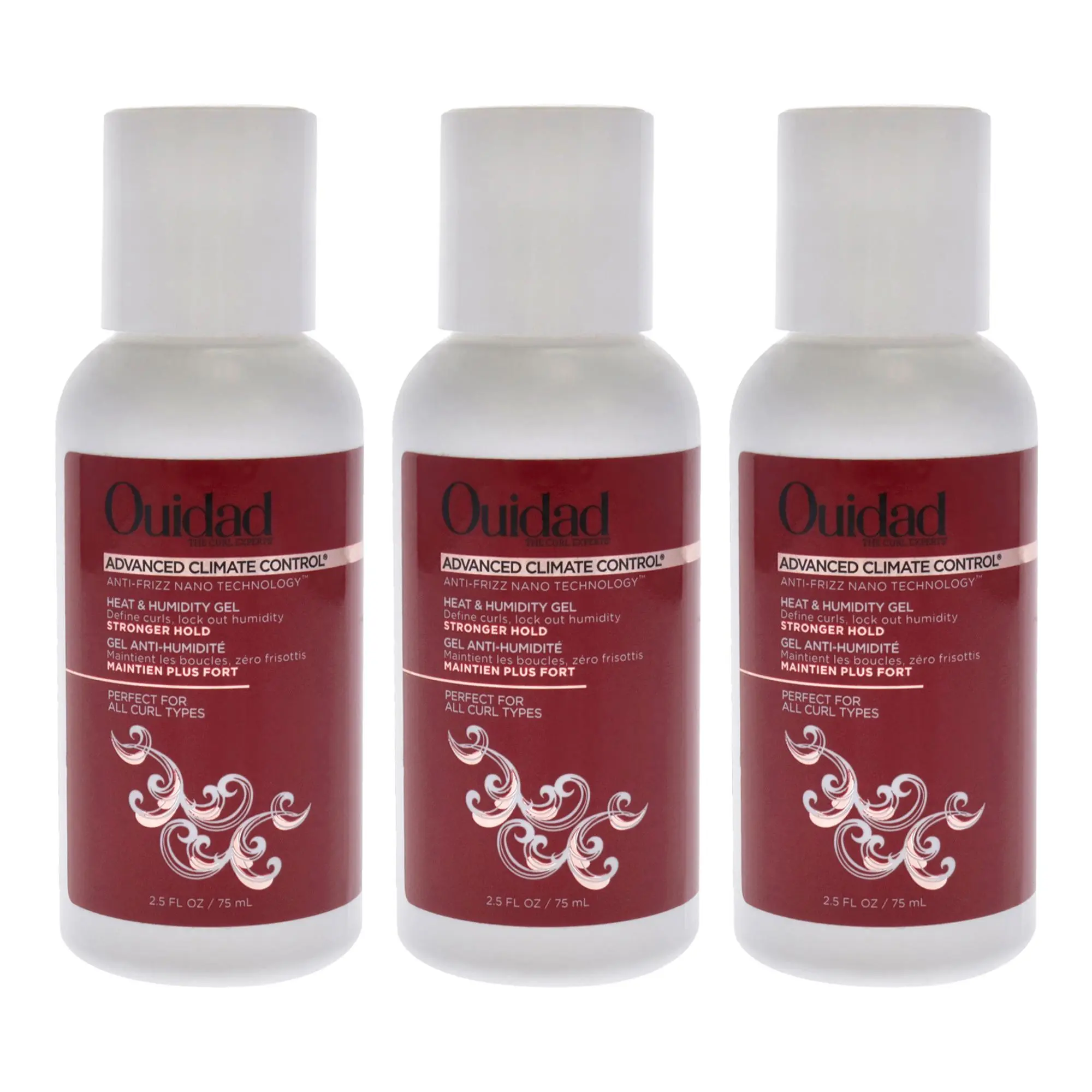 Advanced Climate Control Heat and Humidity Gel - Stronger Hold by Ouidad for Unisex - 2.5 oz Gel - Pack of 3