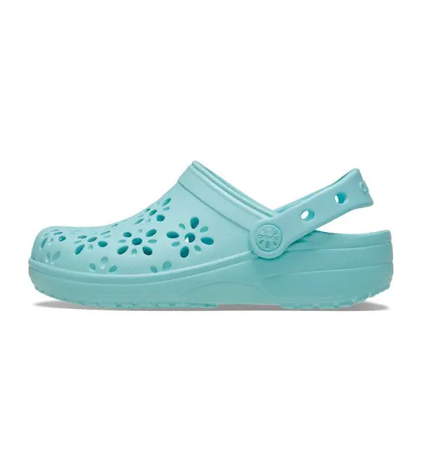 Crocs Classic Floral Cut Out Clog 'Aquamarine' (GS)