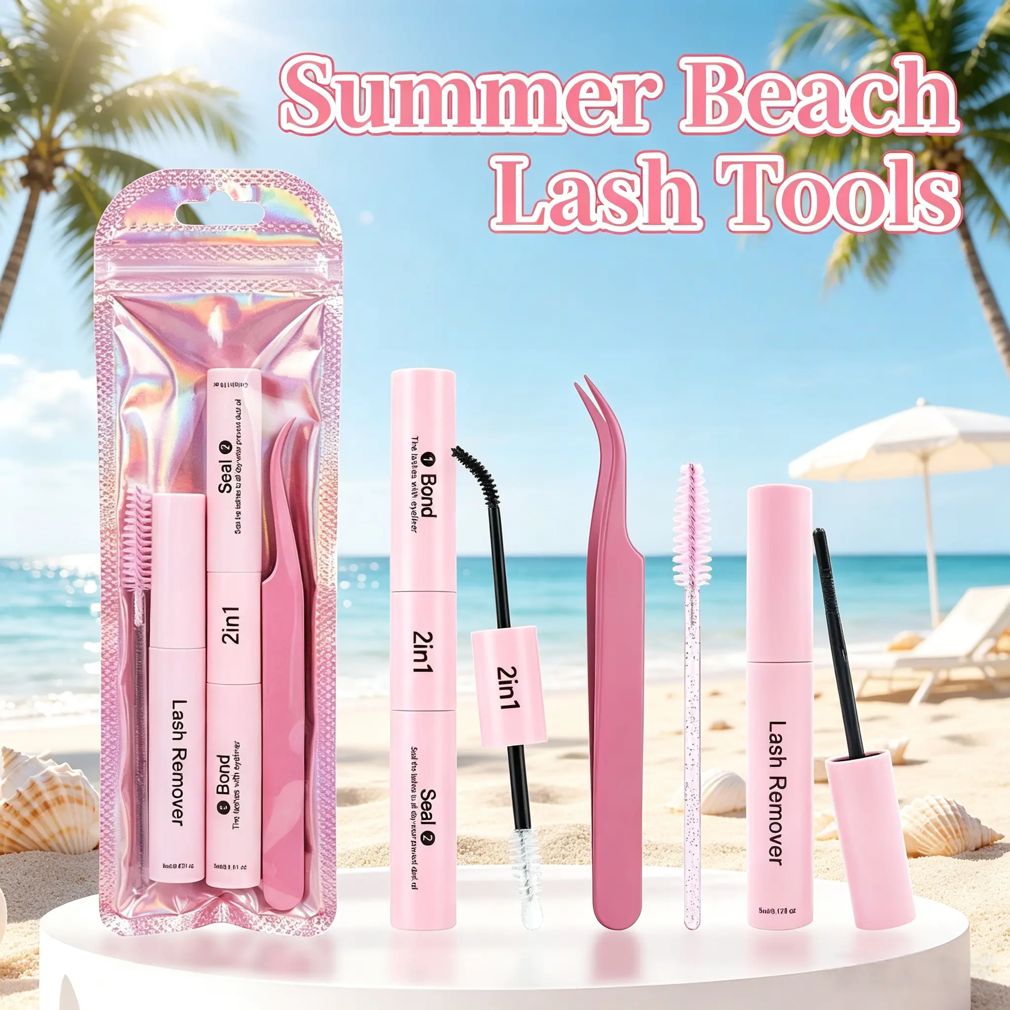 Lash Bond and Seal Kit 4 Pcs DIY Lash Extension with Waterproof Lashe Cluster Glue 72h Hold and Seal Lash Remover Tweezers Portable Eyelash Brush for Eyelash Extensions Beginners Makeup Cosmetic