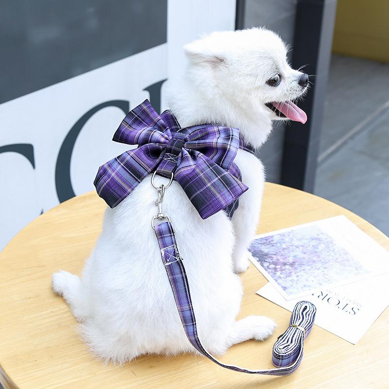 Pet Clothes Dog Cat Rabbit Plaid Dress Vest Cute Comfortable Breathable With Traction Rope AL-656281331457