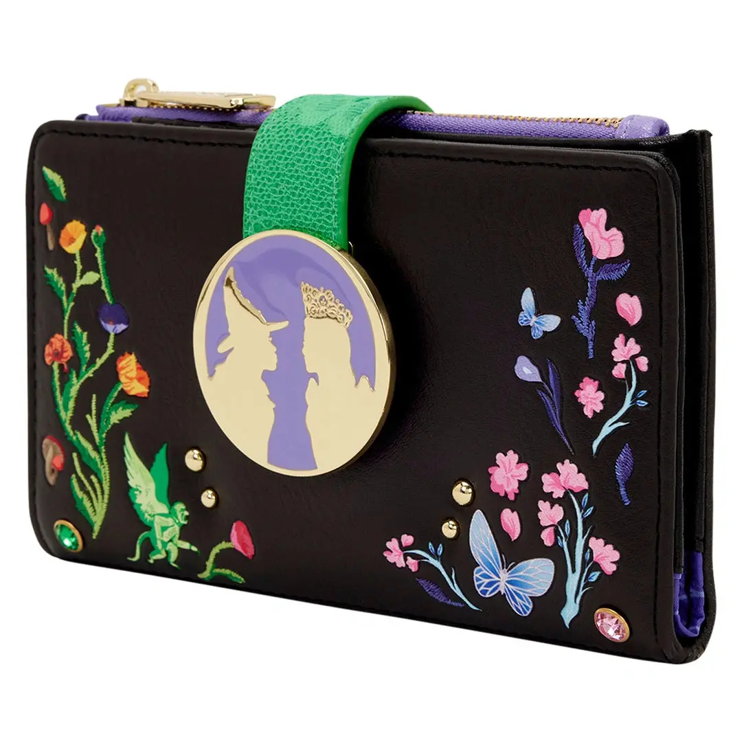 Men's Loungefly Universal Wicked Glinda & Elphaba Floral-Lace Flap Wallet - Casual Trendy, Fashionable Everyday Carry for Men, Casual Trendy Wallet, Fashionable Wallet