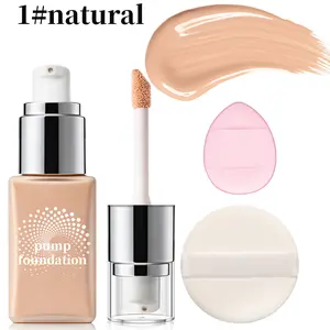 pump Foundation set silky texture Longwear Full Coverage Liquid Makeup Foundation with Hydrating Blend for Refined-Looking, Natural Beauty Glow, Skin Texture & Tone
