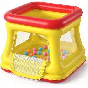 3-in-1 Inflatable Bounce House for Toddlers 1-3, Ball Pit & Trampoline, Inflatable Bouncy House with Pump, Safety Net, Indoor & Outdoor Bubble Bouncer Baby Play Yard