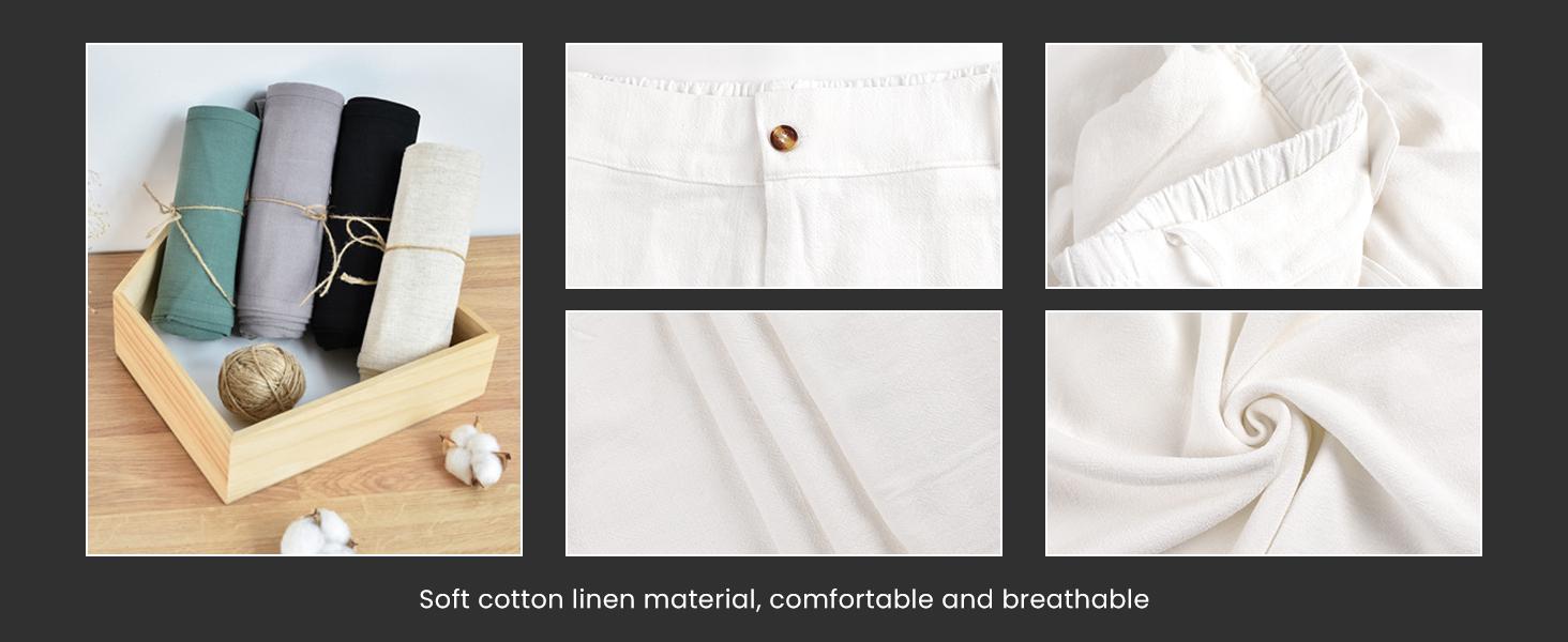 Naeduo Women's Cotton Linen Pants | Summer 2026 Trendy High Waisted Wide Leg Trousers SpringStatements Casual Button Front Comfy Breathable Fit | Y2K Aesthetic & Eco-Friendly Loungewear SpringStatements