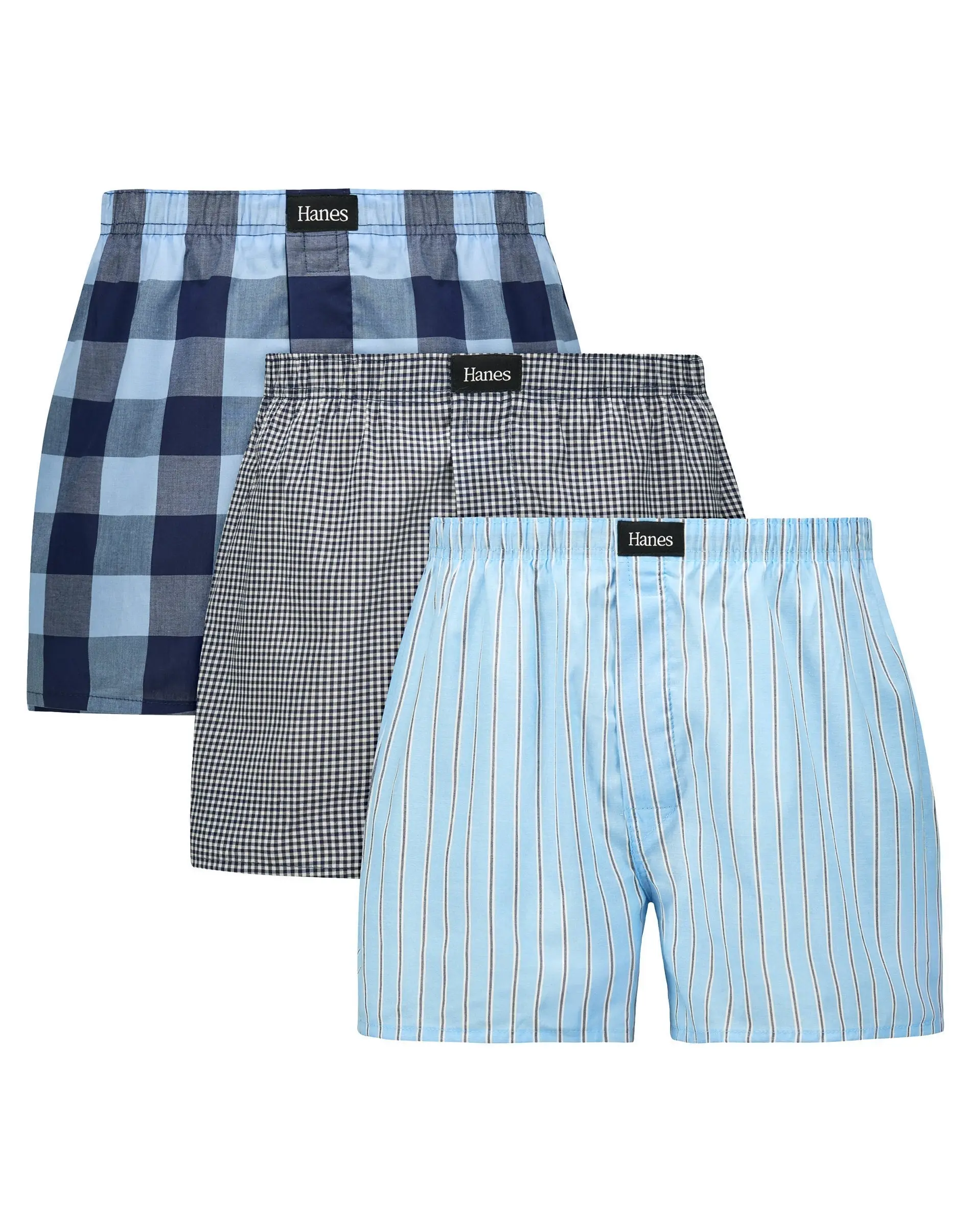 Hanes Originals Ultimate Men's Cotton Stretch Woven Boxer Underwear, 3-Pack