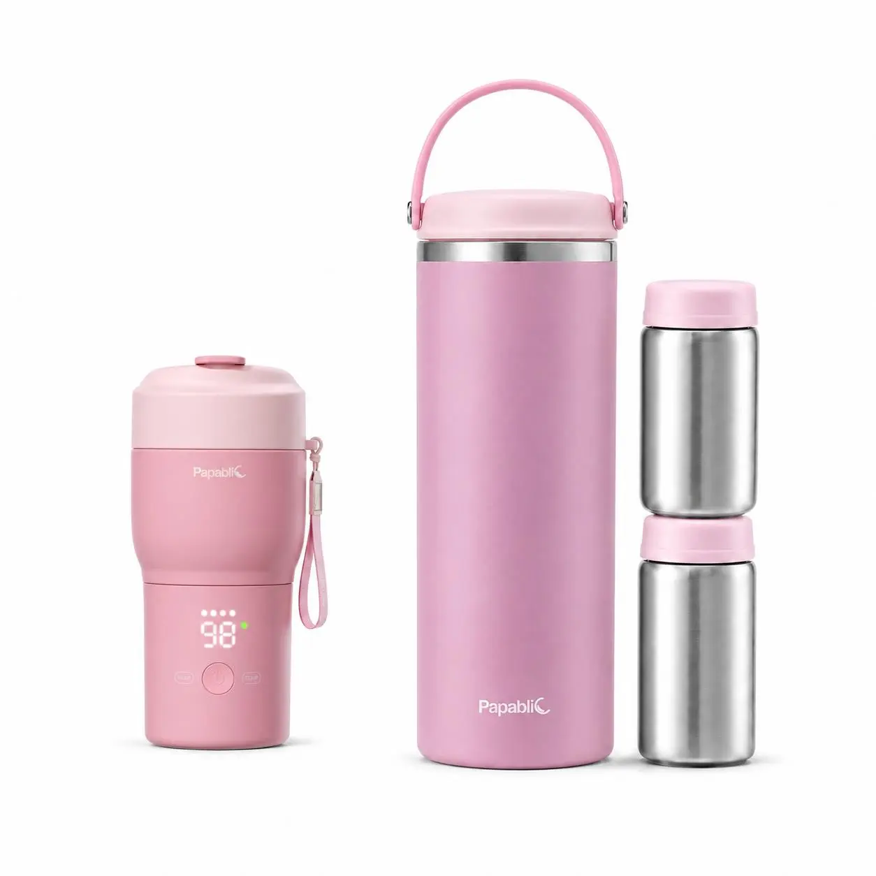 Papablic On-the-Go Baby Feeding Kit for Newborns - Portable Fast Bottle Warmer with Built-in Sterilizer, 36H 20oz CapsuleChill Travel Breastmilk Chiller, Batteries-Included Infant Stuff for Outdoors