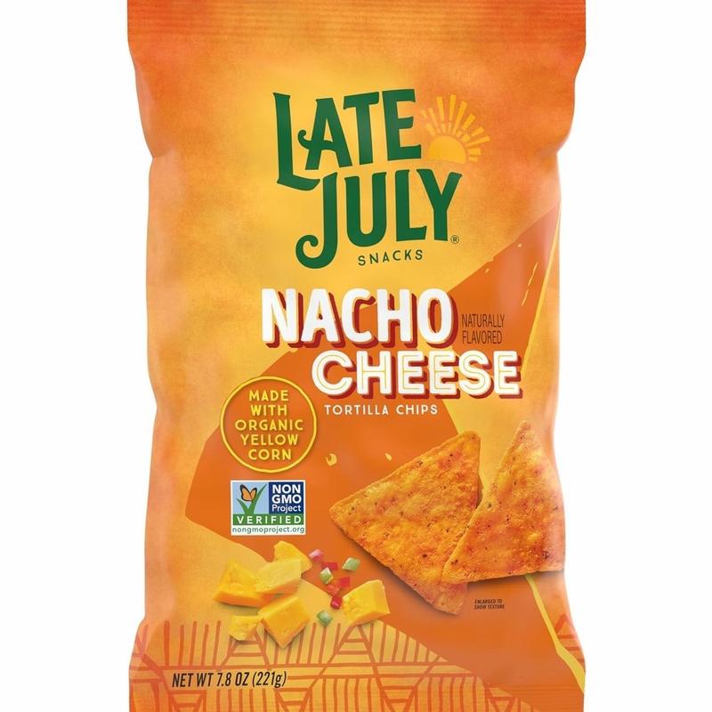 Late July Snacks Nacho Cheese Tortilla Chips, 7.8 oz Bag