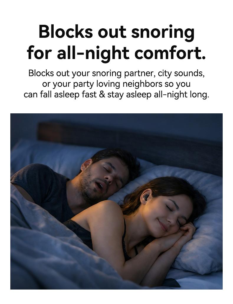 HTC NE76 Bluetooth Wireless Earbuds Sleep Earphones,Bluetooth 6.0,Noise-Canceling Earphones.Improves sleep quality,Zero pressure on the ears when sleeping on your side,Invisible flat-head earphones,Suitable for travel and side sleepers