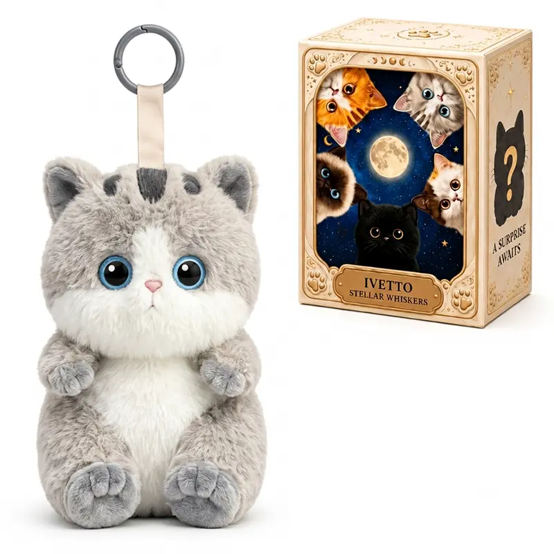 IVETTO Special Edition Mystic Galaxy Kittens Cute ABS Vinyl-PVC Plastic Blind Box Keychain - 5.91" Decor Size Durable Collectible, 1 Random Style Mini Christmas Gift for Family, Friends, Cat Bag Charm for Backpacks Purses Home Decor